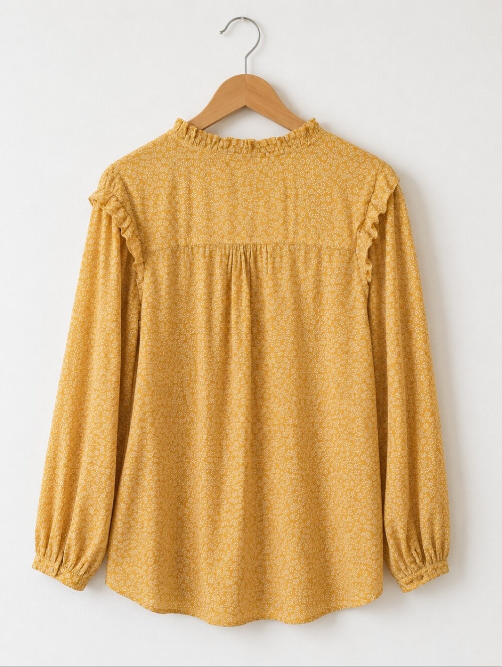 LC Lauren Conrad Yellow White Dot Button-Front Top - Picture 4 of 7